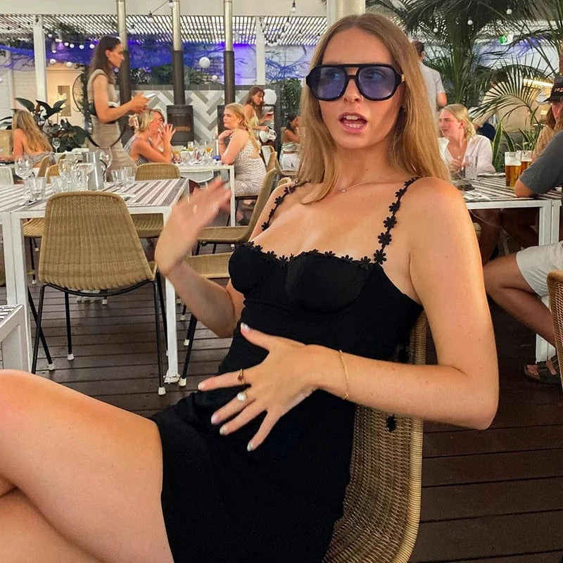 CUTENOVA X22DS138 2024 New Chic Solid Color Sling Lace Dress Elegant Casual Dress Women's Dress