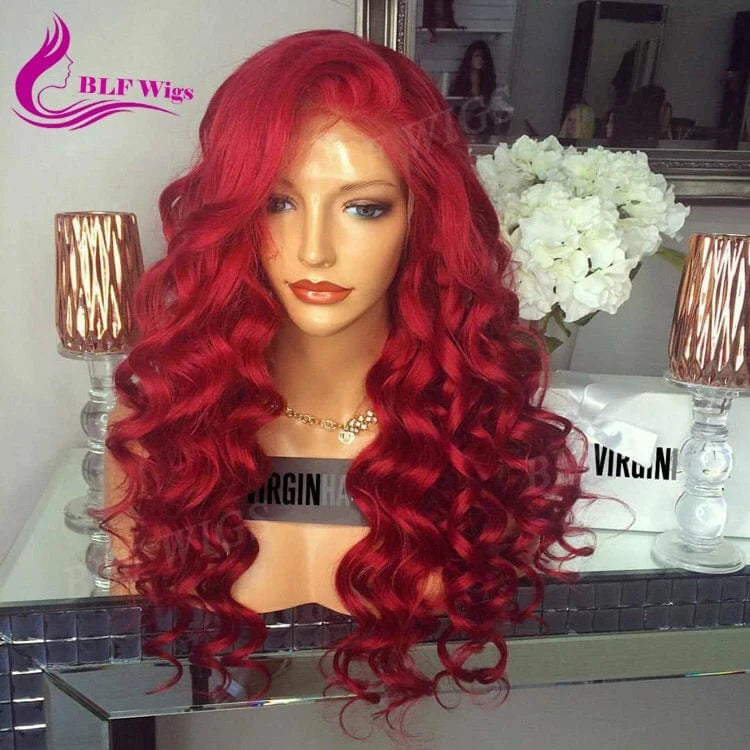 Cuticle Aligned Hair Wig Wholesale Virgin Human Hair Vendors Wigs Red Color Lace Front Wigs with Baby Hair