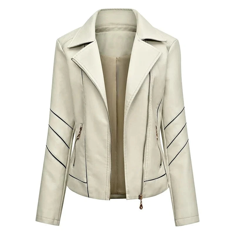 D0702DJ11 Wholesale Popular Plus Size PU Leather Turn Down Collar Zipper Biker Style Women's Jackets Sehe Fashion