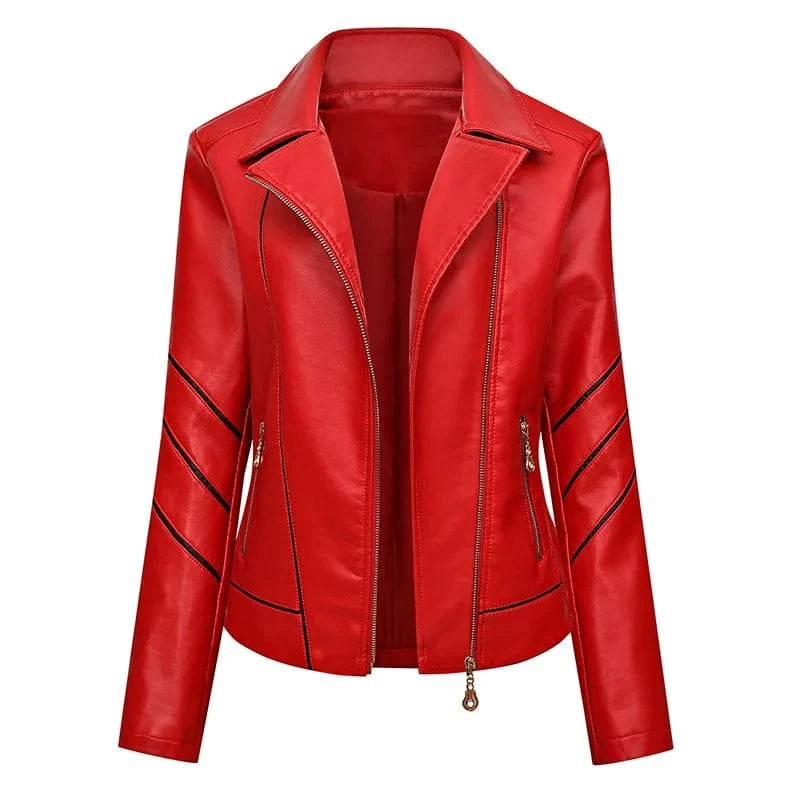 D0702DJ11 Wholesale Popular Plus Size PU Leather Turn Down Collar Zipper Biker Style Women's Jackets Sehe Fashion