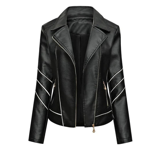 D0702DJ11 Wholesale Popular Plus Size PU Leather Turn Down Collar Zipper Biker Style Women's Jackets Sehe Fashion
