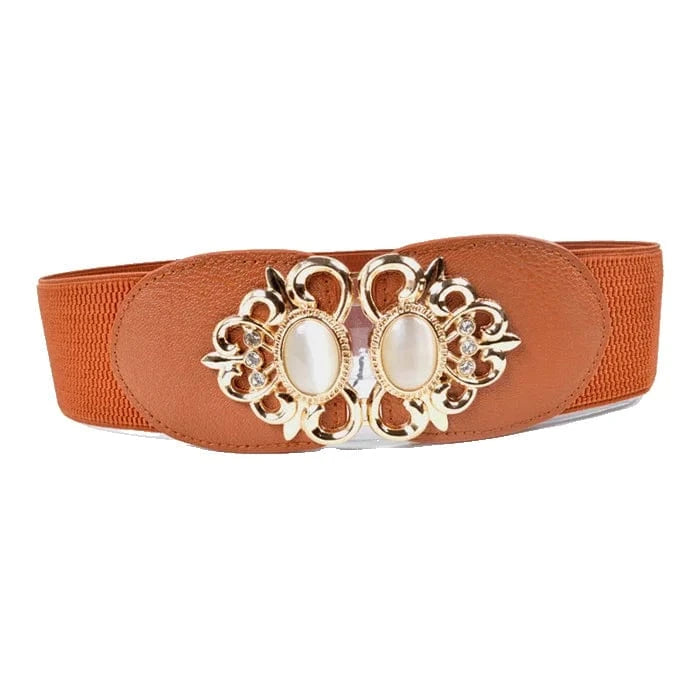 D0702YD10 2023 Latest Models Fitness Gold Plated Buckle Jewel Elastic Belts For Ladies Sehe Fashion