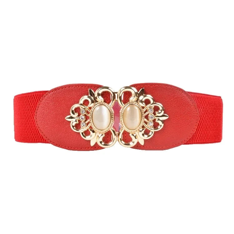 D0702YD10 2023 Latest Models Fitness Gold Plated Buckle Jewel Elastic Belts For Ladies Sehe Fashion