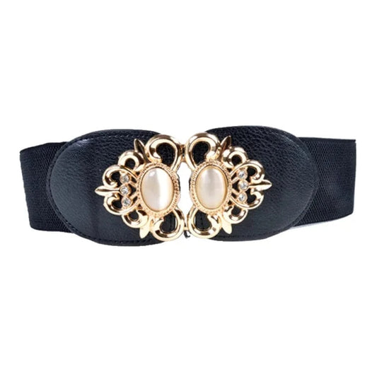 D0702YD10 2023 Latest Models Fitness Gold Plated Buckle Jewel Elastic Belts For Ladies Sehe Fashion