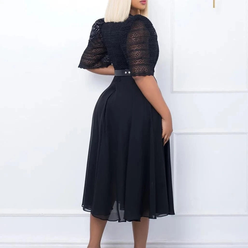 D280 High Quality Fashion Casual Dresses Patchwork Chiffon Nail Beaded Dress Celebrities African Dress With Free Belt