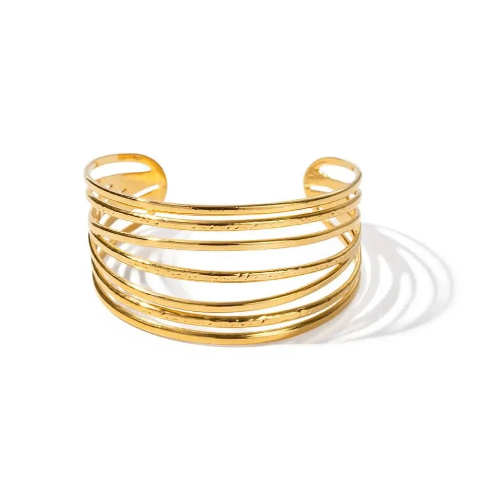 Dainty / Picture / BR984 BR984 Hollow Out Design Multilayer Bracelet 18K PVD Gold-plated Stainless Steel Texture Bracelet for Women
