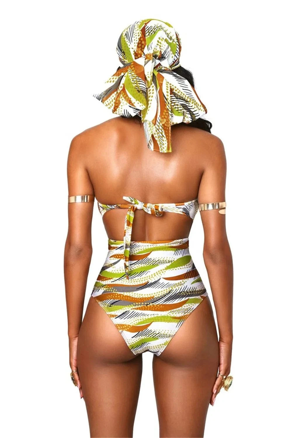 DAMOCHIC 2022 High Waisted African Print Swimwear Bandeau Bikinis for Women Fashion Strapless Swimsuit Push Up Cup Wholesale