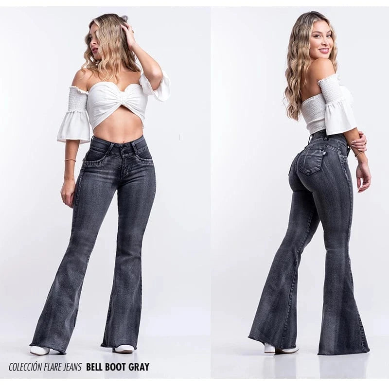 DAMOCHIC 2023 Hot High Waist elastic brazilian Plus Size trousers women's slim butt lift washed flared jeans denim pants
