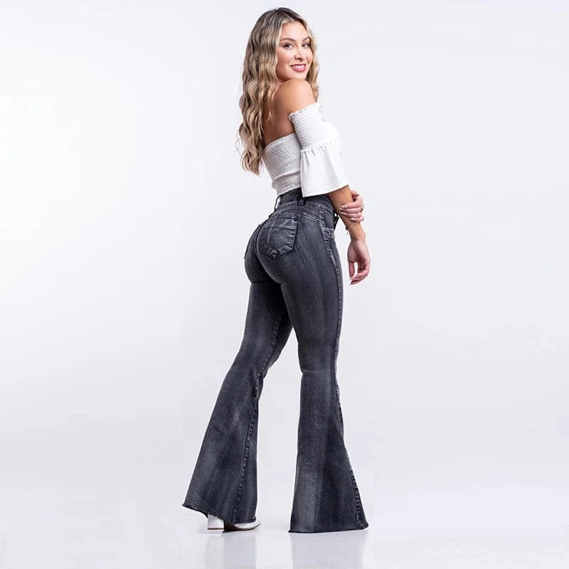 DAMOCHIC 2023 Hot High Waist elastic brazilian Plus Size trousers women's slim butt lift washed flared jeans denim pants