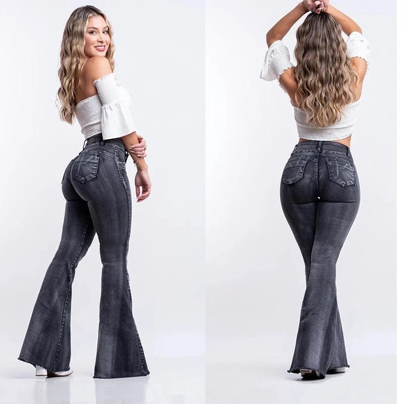 DAMOCHIC 2023 Hot High Waist elastic brazilian Plus Size trousers women's slim butt lift washed flared jeans denim pants