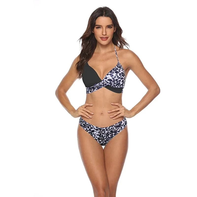 DAMOCHIC 2023 Low Waist Floral Swimsuit Bikini Designer New Swimwear Sexy Print Beachwear Halter Push Up Bathing Suit for Women