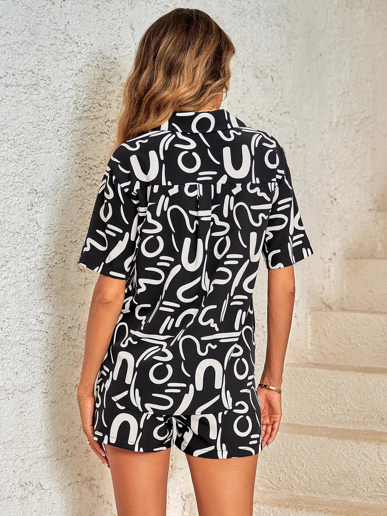 DAMOCHIC Casual Two Piece Set Women Clothing Print Short Sleeve Woman 2 Piece Set Summer Shorts and Shirt Set for Women 2023