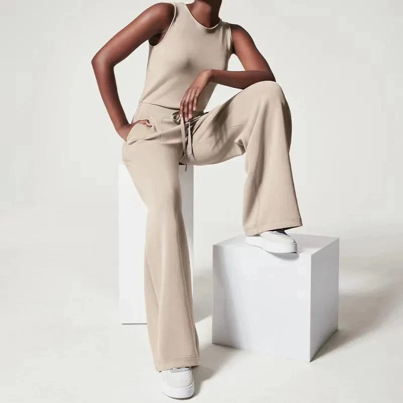 DAMOCHIC Causal Plus Size Jumpsuits Elegant Sleeveless Solid Color Drawstring Waist Modest Summer Playsuit Jumpsuit Mujer 2023