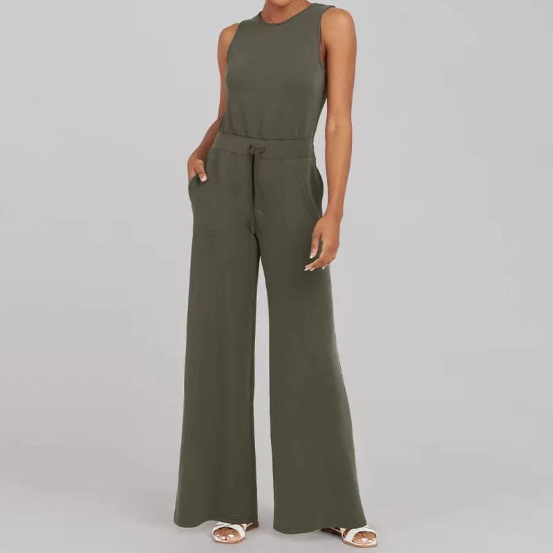 DAMOCHIC Causal Plus Size Jumpsuits Elegant Sleeveless Solid Color Drawstring Waist Modest Summer Playsuit Jumpsuit Mujer 2023