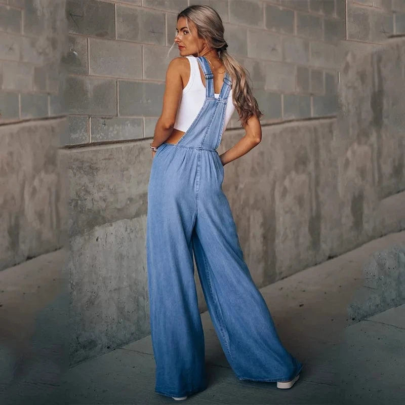 DAMOCHIC Custom Casual Jean Jumpsuits Women Plus Size Boyfriend Blue Jean Playsuit Summer Loose Wide Leg Denim Jumpsuit 2023