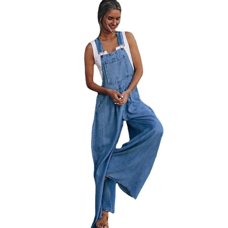 DAMOCHIC Custom Casual Jean Jumpsuits Women Plus Size Boyfriend Blue Jean Playsuit Summer Loose Wide Leg Denim Jumpsuit 2023