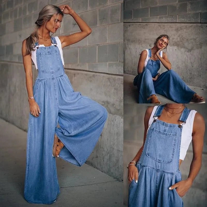 DAMOCHIC Custom Casual Jean Jumpsuits Women Plus Size Boyfriend Blue Jean Playsuit Summer Loose Wide Leg Denim Jumpsuit 2023
