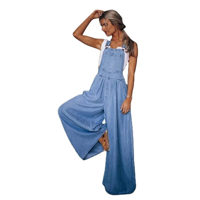 DAMOCHIC Custom Casual Jean Jumpsuits Women Plus Size Boyfriend Blue Jean Playsuit Summer Loose Wide Leg Denim Jumpsuit 2023