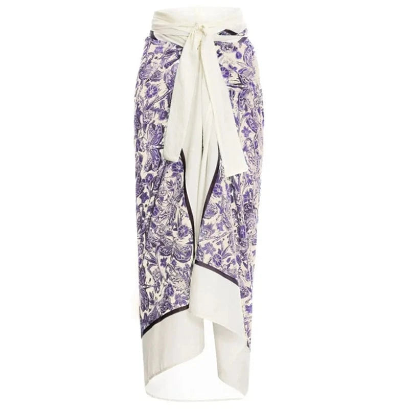 DAMOCHIC Custom One Piece Beachwear Matching Beach Cover Up Wrap Skirt Printed Two Piece Swimsuit Summer Beach Sarong Skirt 2023