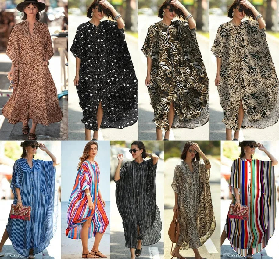 DAMOCHIC Custom Print Beach Kaftan Swimsuit Cover Up Loose Shirt Swim Dress Vacation Women Beach Wear Cover Up Summer Dress 2023