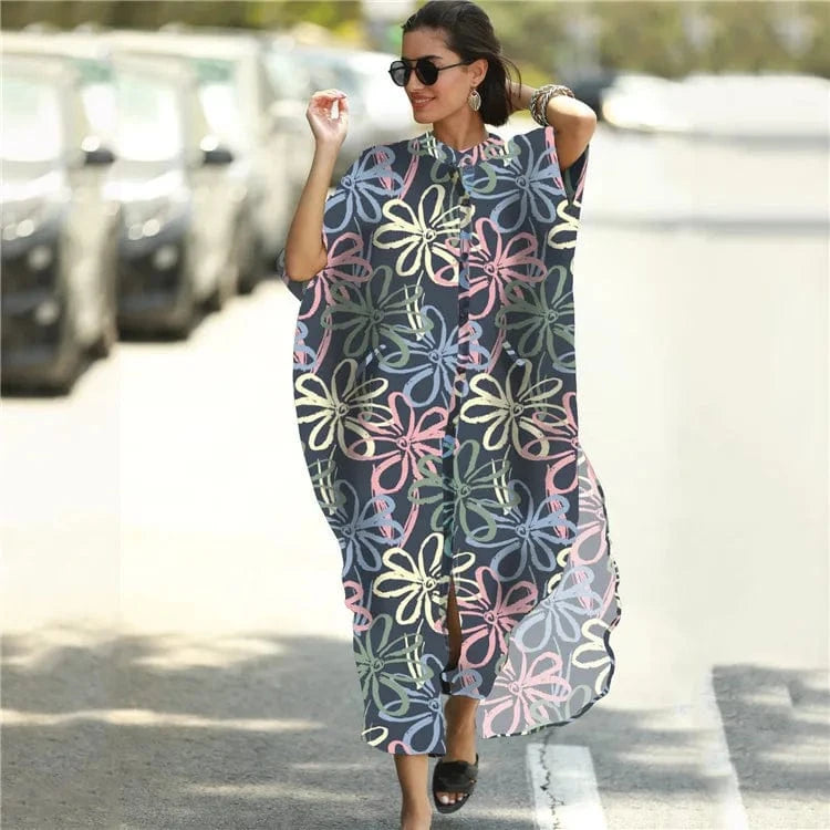 DAMOCHIC Custom Print Beach Kaftan Swimsuit Cover Up Loose Shirt Swim Dress Vacation Women Beach Wear Cover Up Summer Dress 2023