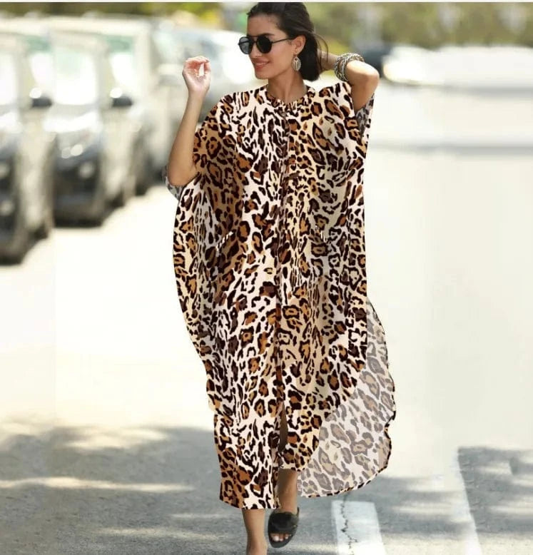 DAMOCHIC Custom Print Beach Kaftan Swimsuit Cover Up Loose Shirt Swim Dress Vacation Women Beach Wear Cover Up Summer Dress 2023