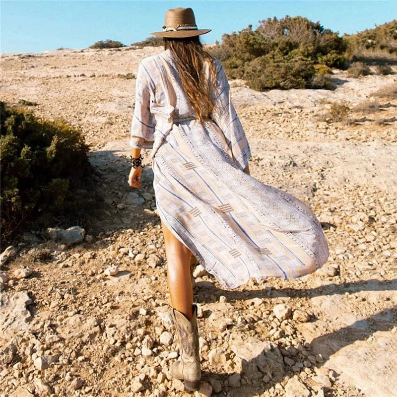 DAMOCHIC Custom Printed Beach Cardigan With Waistband Swim Cover Up Vacation Long Kimono Bathing Suit Beachwear Cover Up 2023