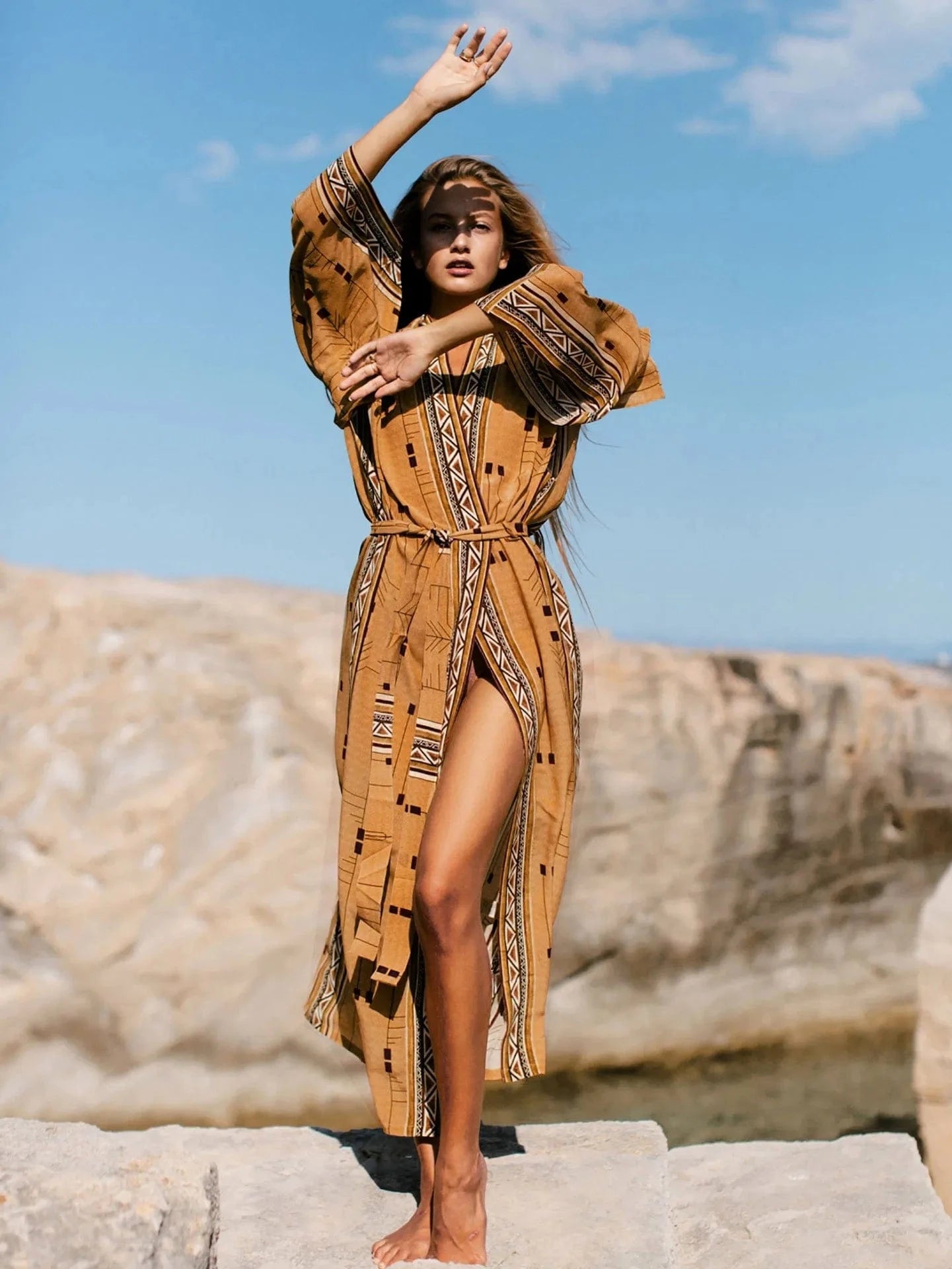 DAMOCHIC Custom Printed Beach Cardigan With Waistband Swim Cover Up Vacation Long Kimono Bathing Suit Beachwear Cover Up 2023