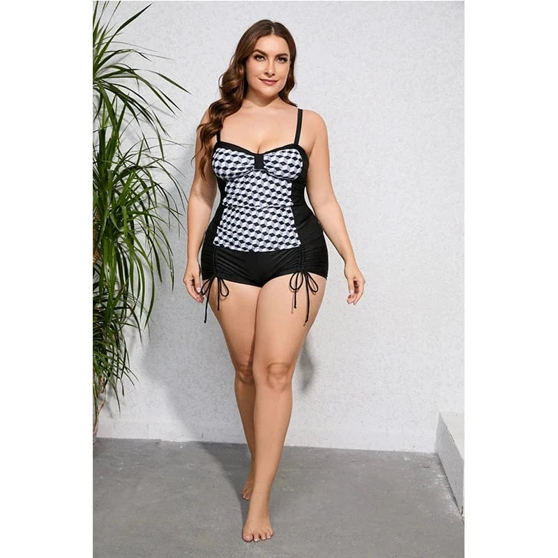 DAMOCHIC Direct Sales Good Price Swim Suits Tankini for Womens Plus Size Luxury Swimwear Ethnic Print Bikini 2 Piece Fat Women