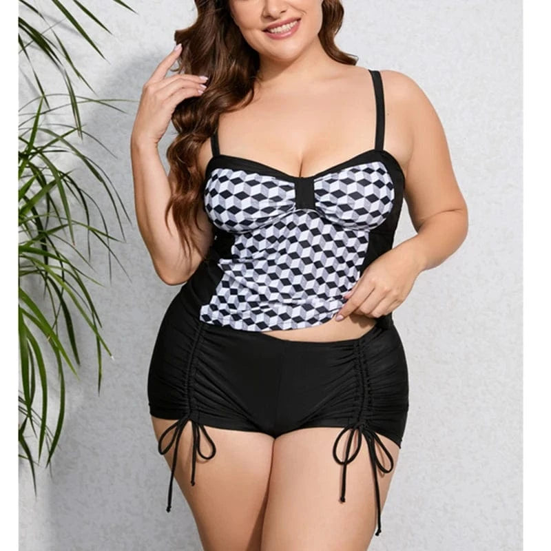 DAMOCHIC Direct Sales Good Price Swim Suits Tankini for Womens Plus Size Luxury Swimwear Ethnic Print Bikini 2 Piece Fat Women