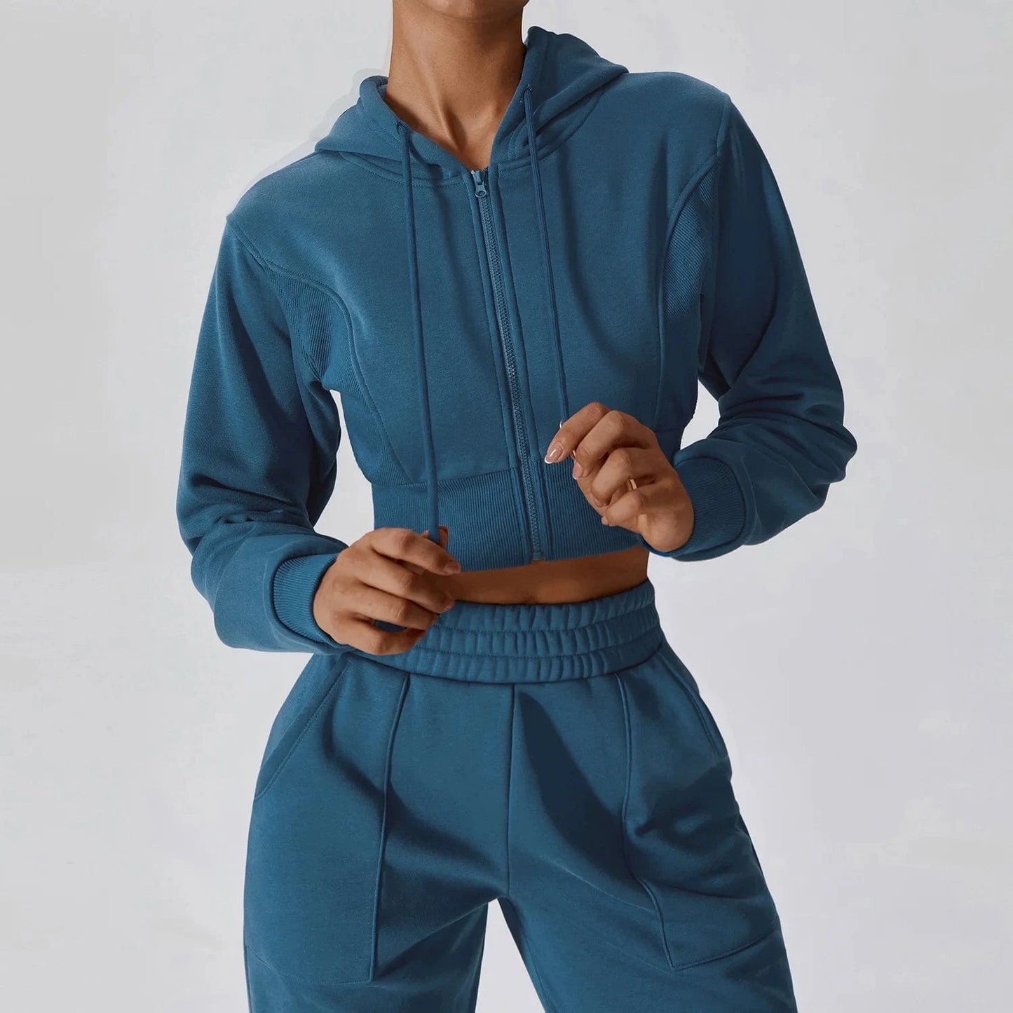 DAMOCHIC factory 2024 long-sleeved fitness clothing exercise velvet warm hooded women athletic apparel sports sportswear women