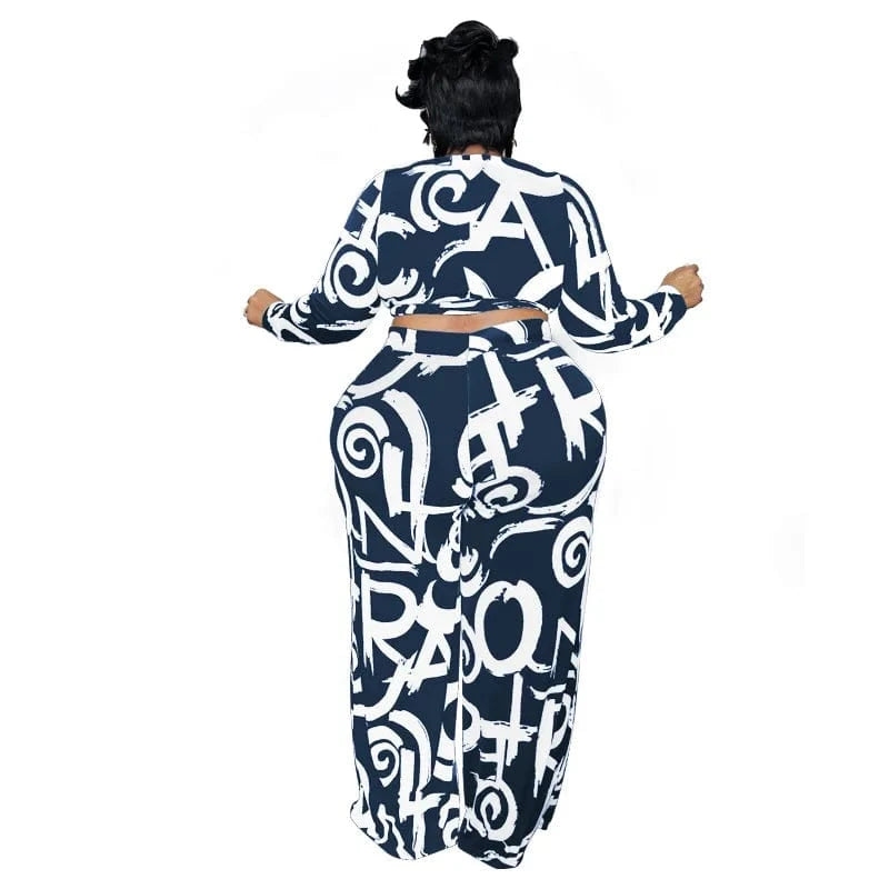 DAMOCHIC Factory Wholesale 2 Piece Set Women Spring Autumn Crop Tops Matchin Suits Print plus size Women's Two Piece Sets 2023