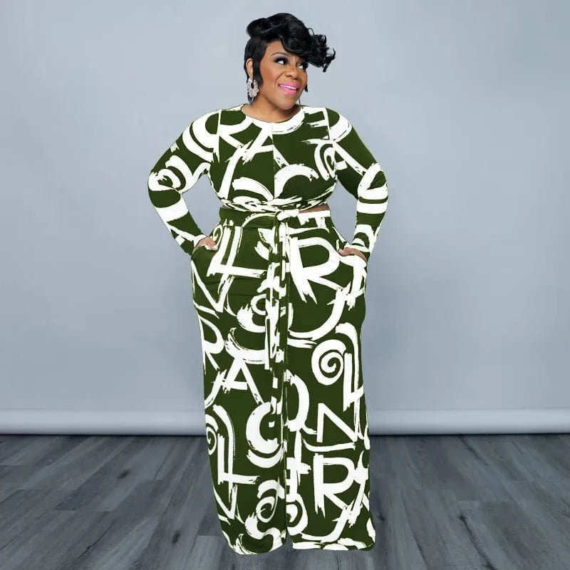 DAMOCHIC Factory Wholesale 2 Piece Set Women Spring Autumn Crop Tops Matchin Suits Print plus size Women's Two Piece Sets 2023