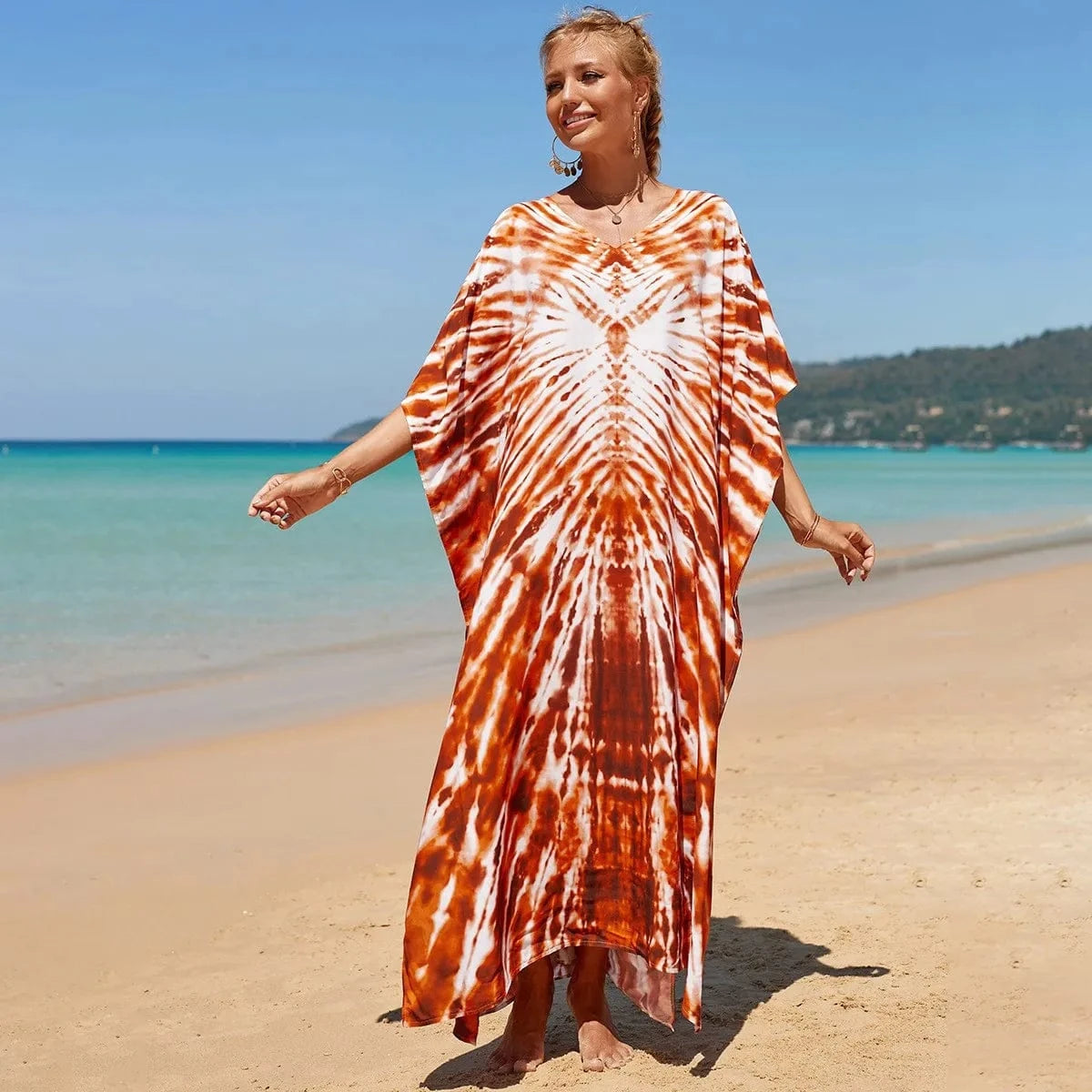DAMOCHIC Fashion Cover Up Swimwear Women Plus Size Swim Suit Cover Ups Kaftan Sarong Rayon Print Long Maxi Beach Dresses 2023