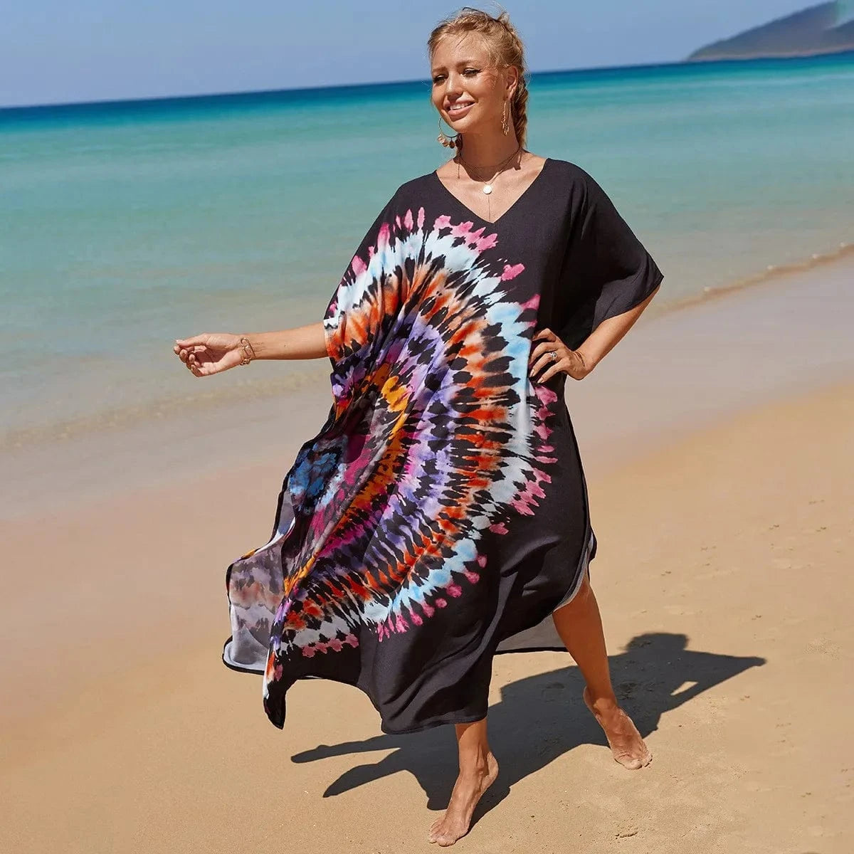 DAMOCHIC Fashion Cover Up Swimwear Women Plus Size Swim Suit Cover Ups Kaftan Sarong Rayon Print Long Maxi Beach Dresses 2023