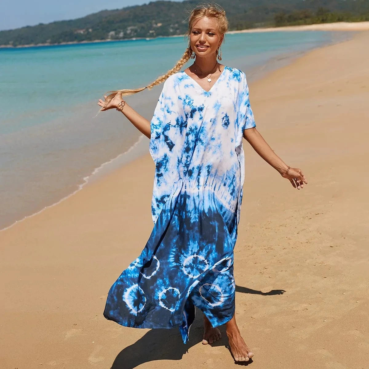 DAMOCHIC Fashion Cover Up Swimwear Women Plus Size Swim Suit Cover Ups Kaftan Sarong Rayon Print Long Maxi Beach Dresses 2023
