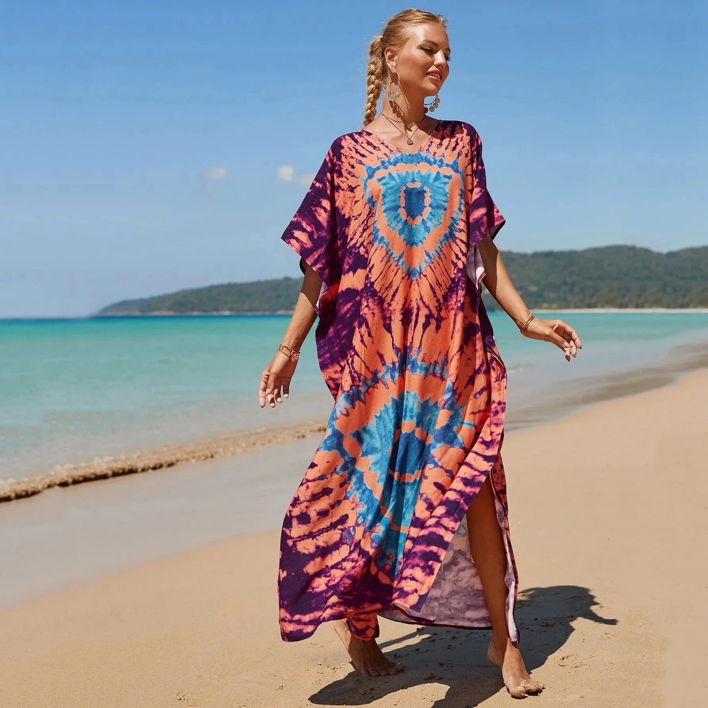 DAMOCHIC Fashion Cover Up Swimwear Women Plus Size Swim Suit Cover Ups Kaftan Sarong Rayon Print Long Maxi Beach Dresses 2023