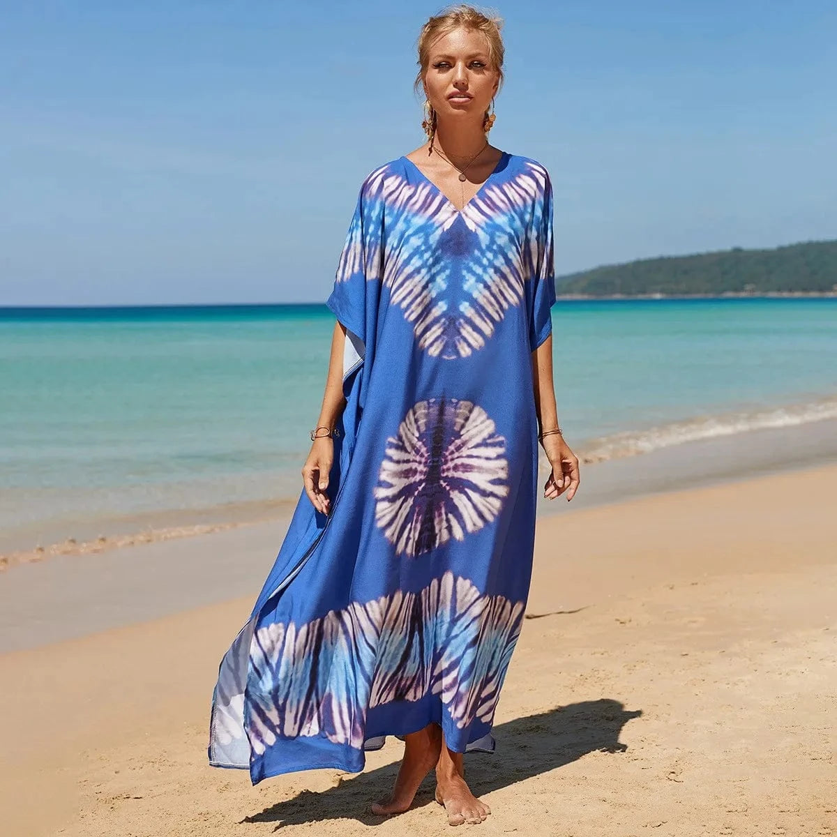 DAMOCHIC Fashion Cover Up Swimwear Women Plus Size Swim Suit Cover Ups Kaftan Sarong Rayon Print Long Maxi Beach Dresses 2023