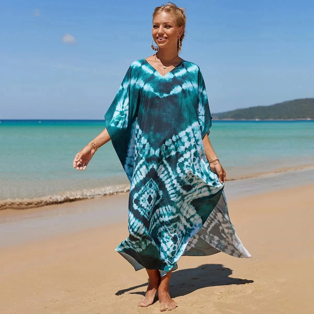 DAMOCHIC Fashion Cover Up Swimwear Women Plus Size Swim Suit Cover Ups Kaftan Sarong Rayon Print Long Maxi Beach Dresses 2023