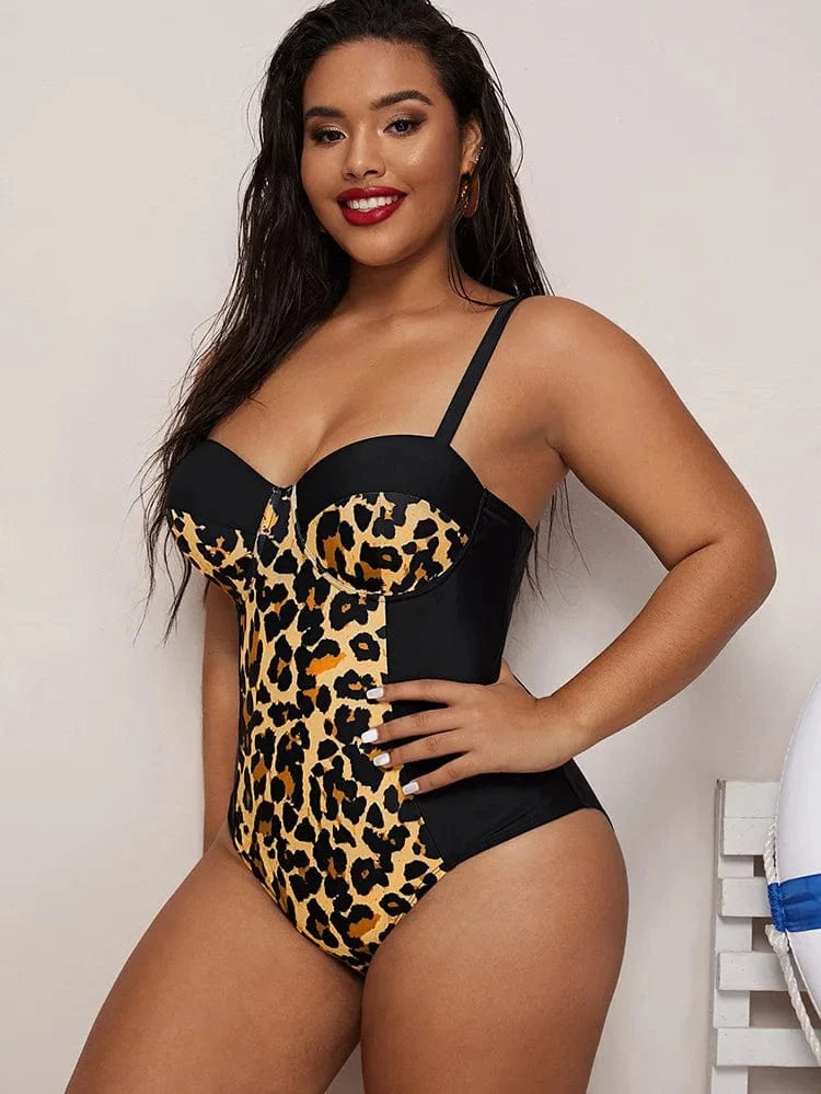 DAMOCHIC Hot Sales Trend Swimsuit Women Plus Size One Piece High Cut Leg Swimsuit Leopard Print Swimwear Beachwear 2023 Luxury