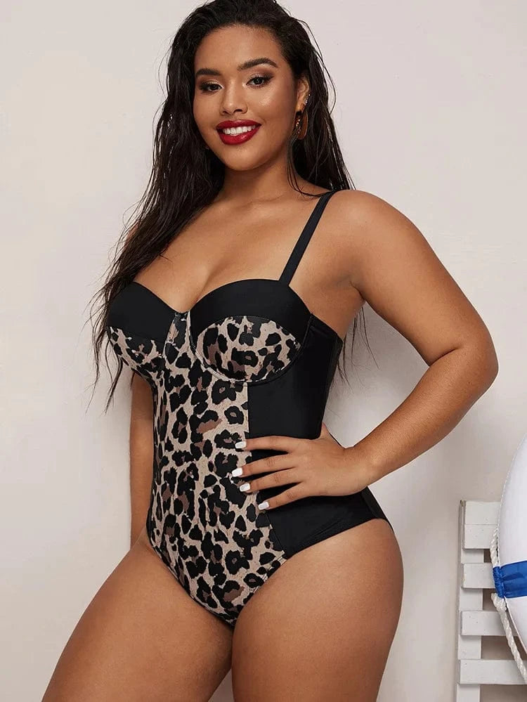 DAMOCHIC Hot Sales Trend Swimsuit Women Plus Size One Piece High Cut Leg Swimsuit Leopard Print Swimwear Beachwear 2023 Luxury