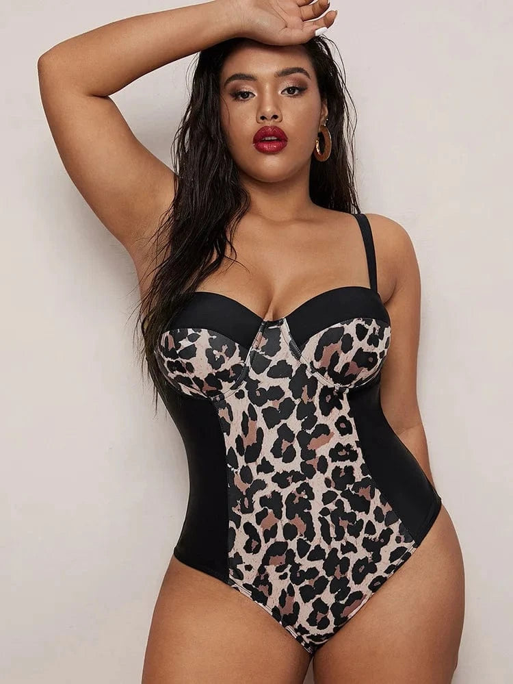 DAMOCHIC Hot Sales Trend Swimsuit Women Plus Size One Piece High Cut Leg Swimsuit Leopard Print Swimwear Beachwear 2023 Luxury