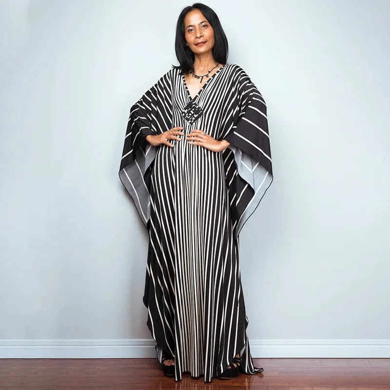 DAMOCHIC Luxury Beach Kaftan Cover Up Dress Swimsuit Ladies Loose Long Dresses Bat Sleeve Colorful Print Maxi Beach Dress 2023