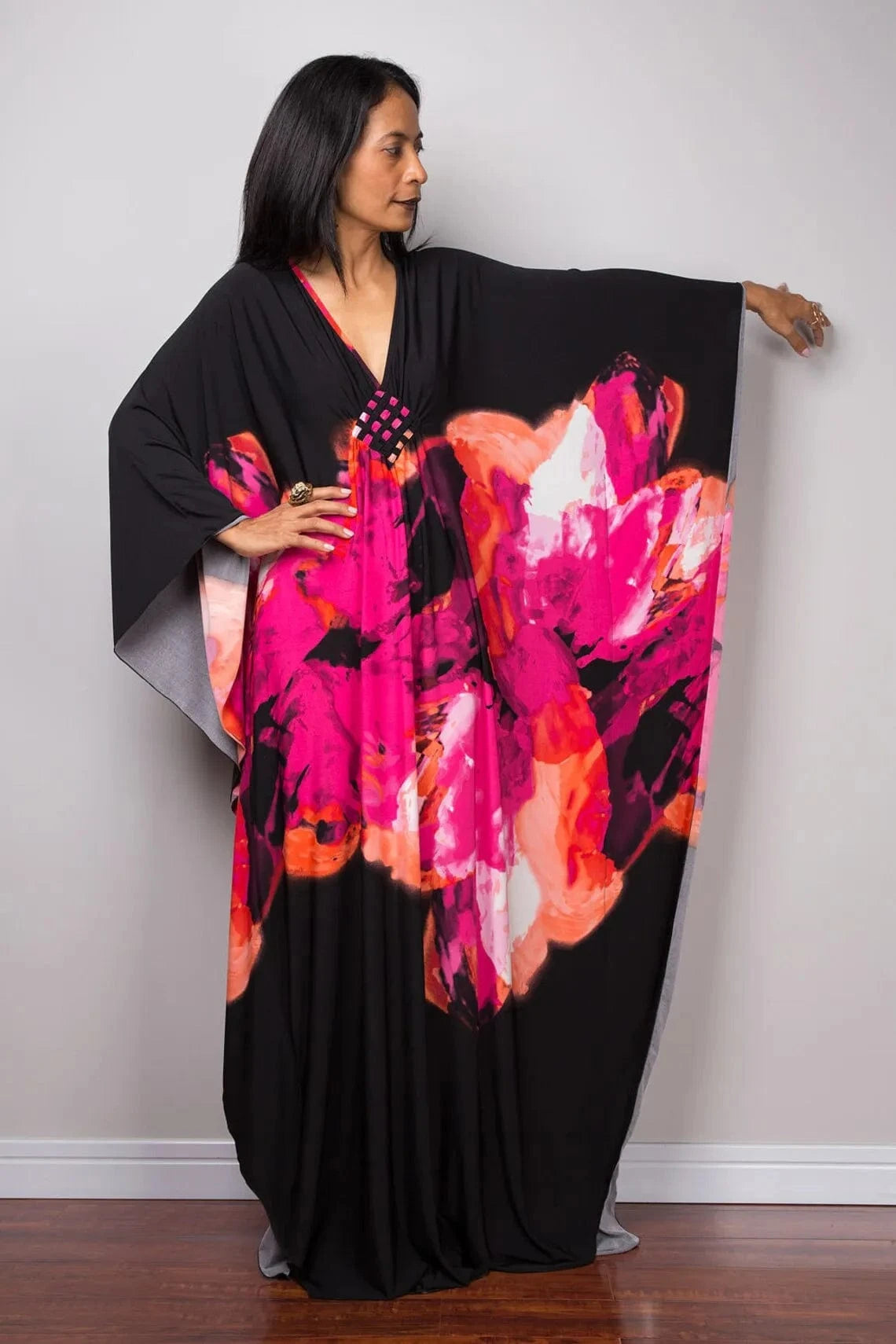 DAMOCHIC Luxury Beach Kaftan Cover Up Dress Swimsuit Ladies Loose Long Dresses Bat Sleeve Colorful Print Maxi Beach Dress 2023