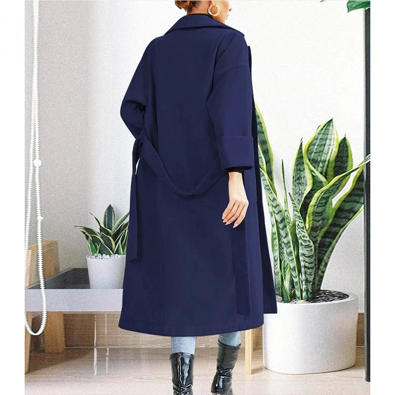 DAMOCHIC New British Style Ladies Long Woolen Coat Fall Winter Elegant Casual Outwear with Belt Wool Blends Women Trench Coats