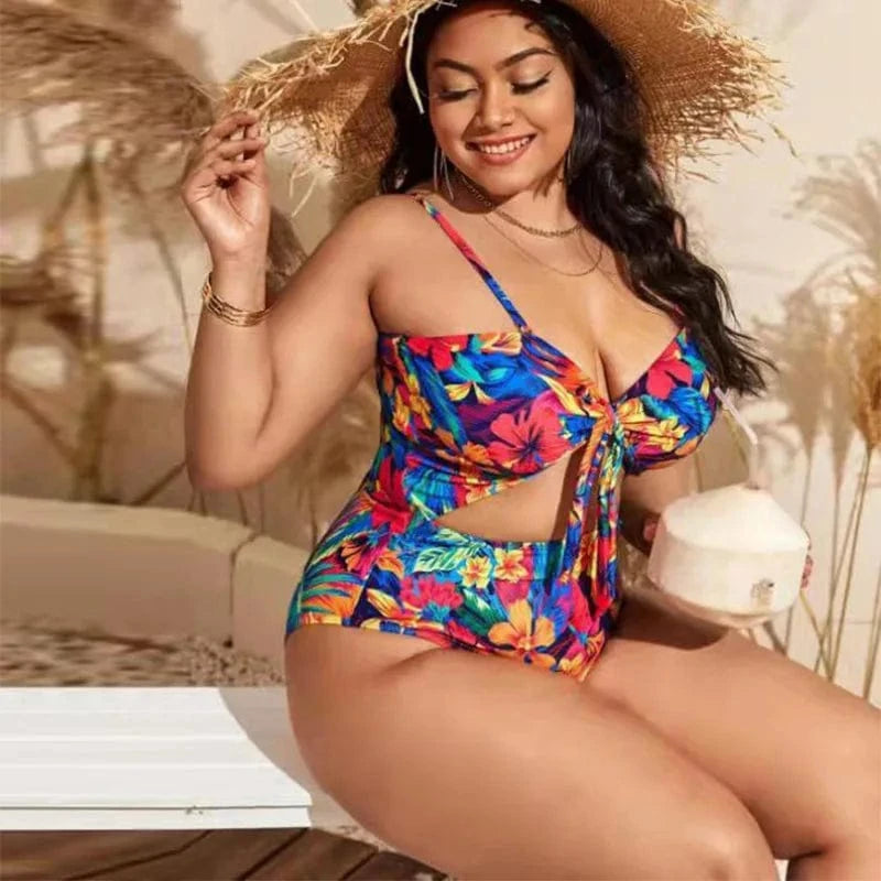 DAMOCHIC New Wholesale Summer Sculpting Swimsuit One Piece High Cut Low Back Beachwear Floral Print Plus Size Swimwear 2023