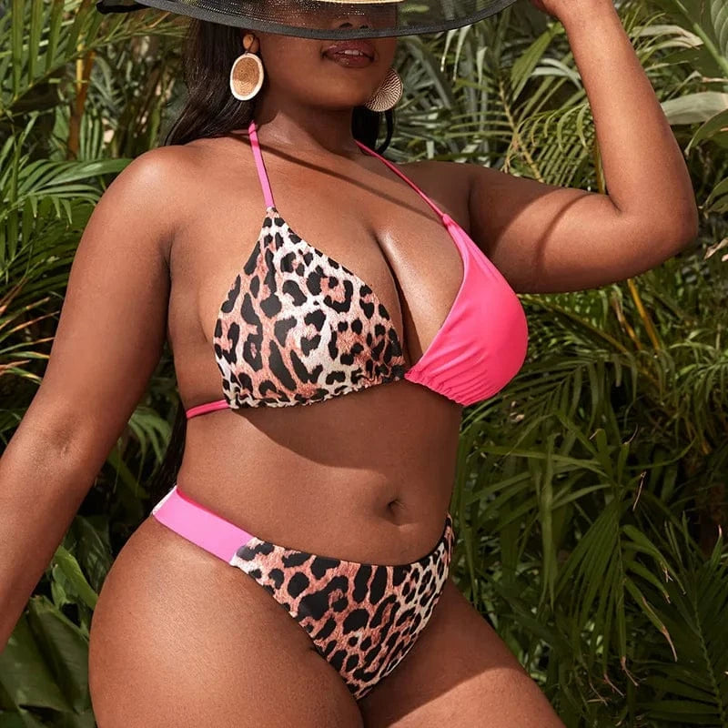 DAMOCHIC New Woman Swimwear Beachwear 2023 Two Piece Thong Bathing Suit Custom Logo Leopard Print Triangle Plus Size Bikini Sets
