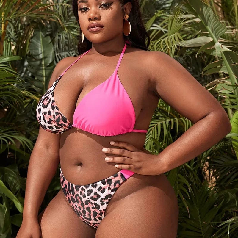 DAMOCHIC New Woman Swimwear Beachwear 2023 Two Piece Thong Bathing Suit Custom Logo Leopard Print Triangle Plus Size Bikini Sets