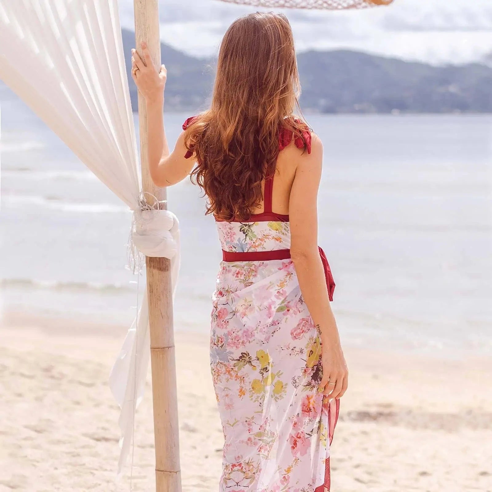 DAMOCHIC One-piece Swimsuit wrap skirt Summer print slim retro beach wrap skirt 1 piece bandage swimwear and wrap skirt 2023