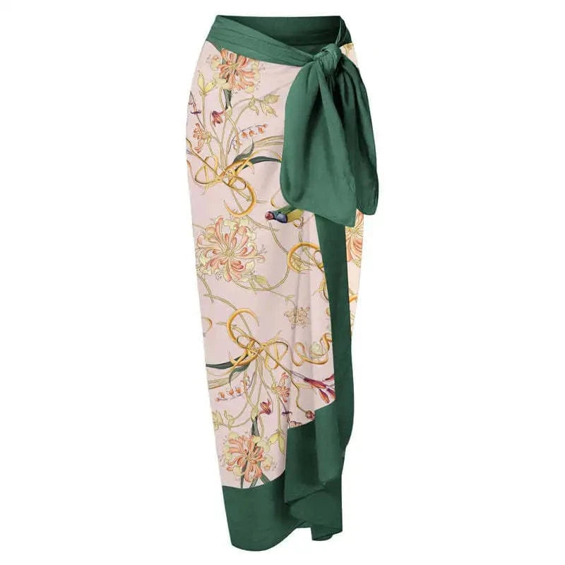 DAMOCHIC One-piece Swimsuit wrap skirt Summer print slim retro beach wrap skirt 1 piece bandage swimwear and wrap skirt 2023